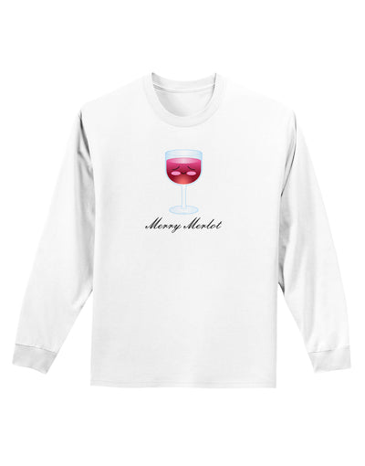 Merry Merlot Text Adult Long Sleeve Shirt-Long Sleeve Shirt-TooLoud-White-Small-Davson Sales