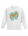 Striped Flip Flops - Teal and Orange Adult Long Sleeve Shirt-Long Sleeve Shirt-TooLoud-White-Small-Davson Sales