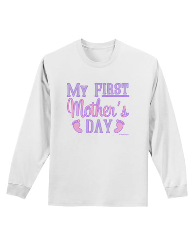 My First Mother's Day - Baby Feet - Pink Adult Long Sleeve Shirt by TooLoud-Long Sleeve Shirt-TooLoud-White-Small-Davson Sales