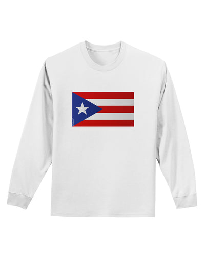 Puerto Rico Flag Adult Long Sleeve Shirt-Long Sleeve Shirt-TooLoud-White-Small-Davson Sales