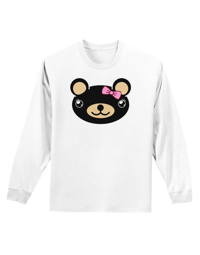 Kyu-T Head - Night Beartholomea Girl Teddy Bear Adult Long Sleeve Shirt-Long Sleeve Shirt-TooLoud-White-Small-Davson Sales