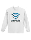 TooLoud Wifi Equals Love Adult Long Sleeve Shirt-Long Sleeve Shirt-TooLoud-White-Small-Davson Sales