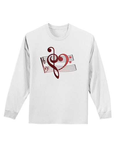 Heart Sheet Music Adult Long Sleeve Shirt-Long Sleeve Shirt-TooLoud-White-Small-Davson Sales