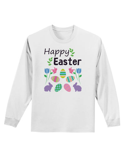 Happy Easter Design Adult Long Sleeve Shirt-Long Sleeve Shirt-TooLoud-White-Small-Davson Sales