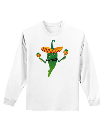 Green Hot Mexican Chili Pepper Adult Long Sleeve Shirt-Long Sleeve Shirt-TooLoud-White-Small-Davson Sales