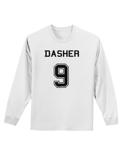 Reindeer Jersey - Dasher 9 Adult Long Sleeve Shirt-Long Sleeve Shirt-TooLoud-White-Small-Davson Sales