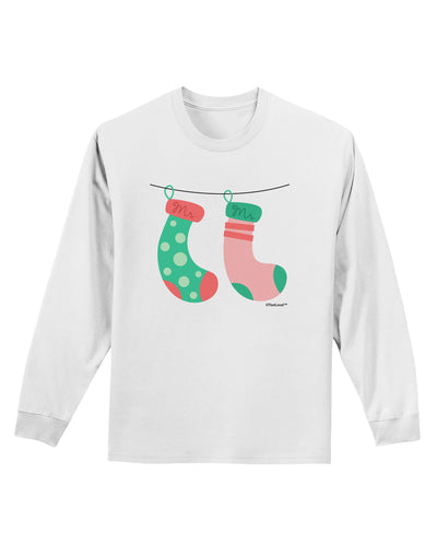 Cute Mr and Mr Christmas Couple Stockings Adult Long Sleeve Shirt by TooLoud-Long Sleeve Shirt-TooLoud-White-Small-Davson Sales