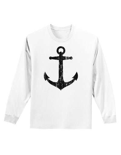 Distressed Nautical Sailor Anchor Adult Long Sleeve Shirt-Long Sleeve Shirt-TooLoud-White-Small-Davson Sales