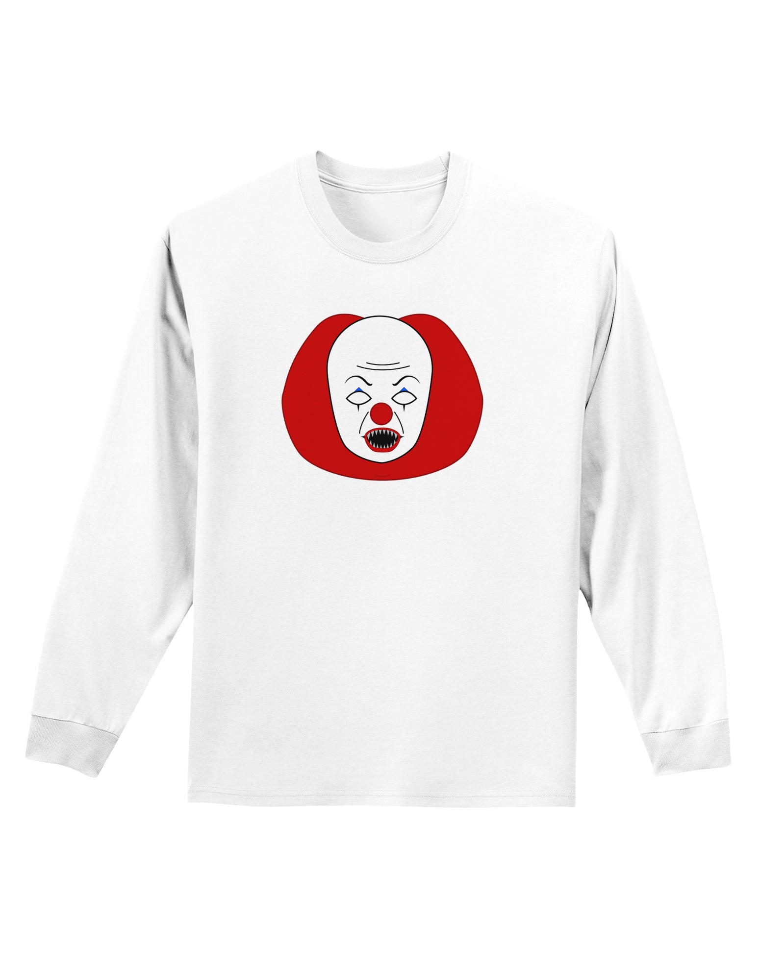 Scary Face Clown - Halloween Adult Long Sleeve Shirt-Long Sleeve Shirt-TooLoud-White-Small-Davson Sales
