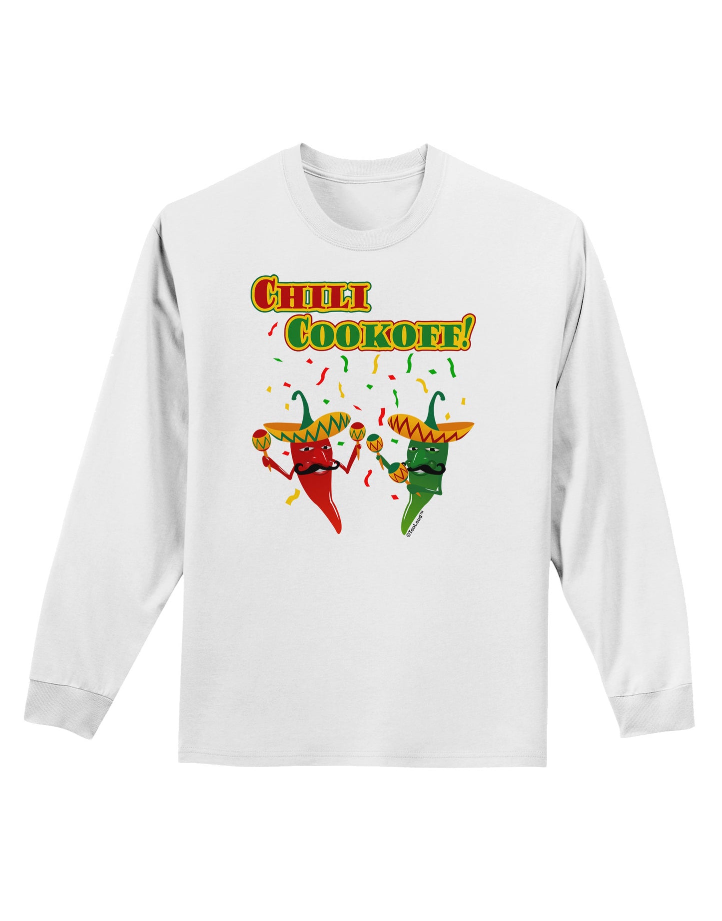 Chili Cookoff! Chile Peppers Adult Long Sleeve Shirt-Long Sleeve Shirt-TooLoud-White-Small-Davson Sales