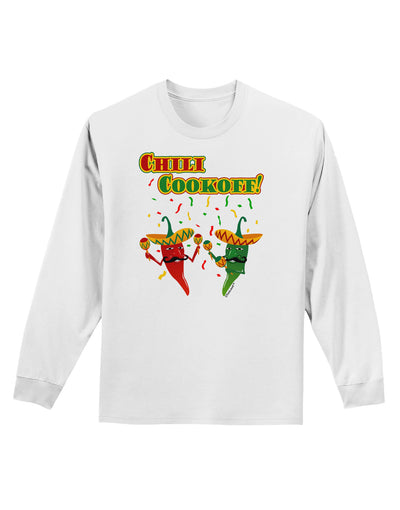 Chili Cookoff! Chile Peppers Adult Long Sleeve Shirt-Long Sleeve Shirt-TooLoud-White-Small-Davson Sales