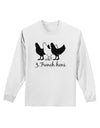 Three French Hens Text Adult Long Sleeve Shirt-Long Sleeve Shirt-TooLoud-White-Small-Davson Sales