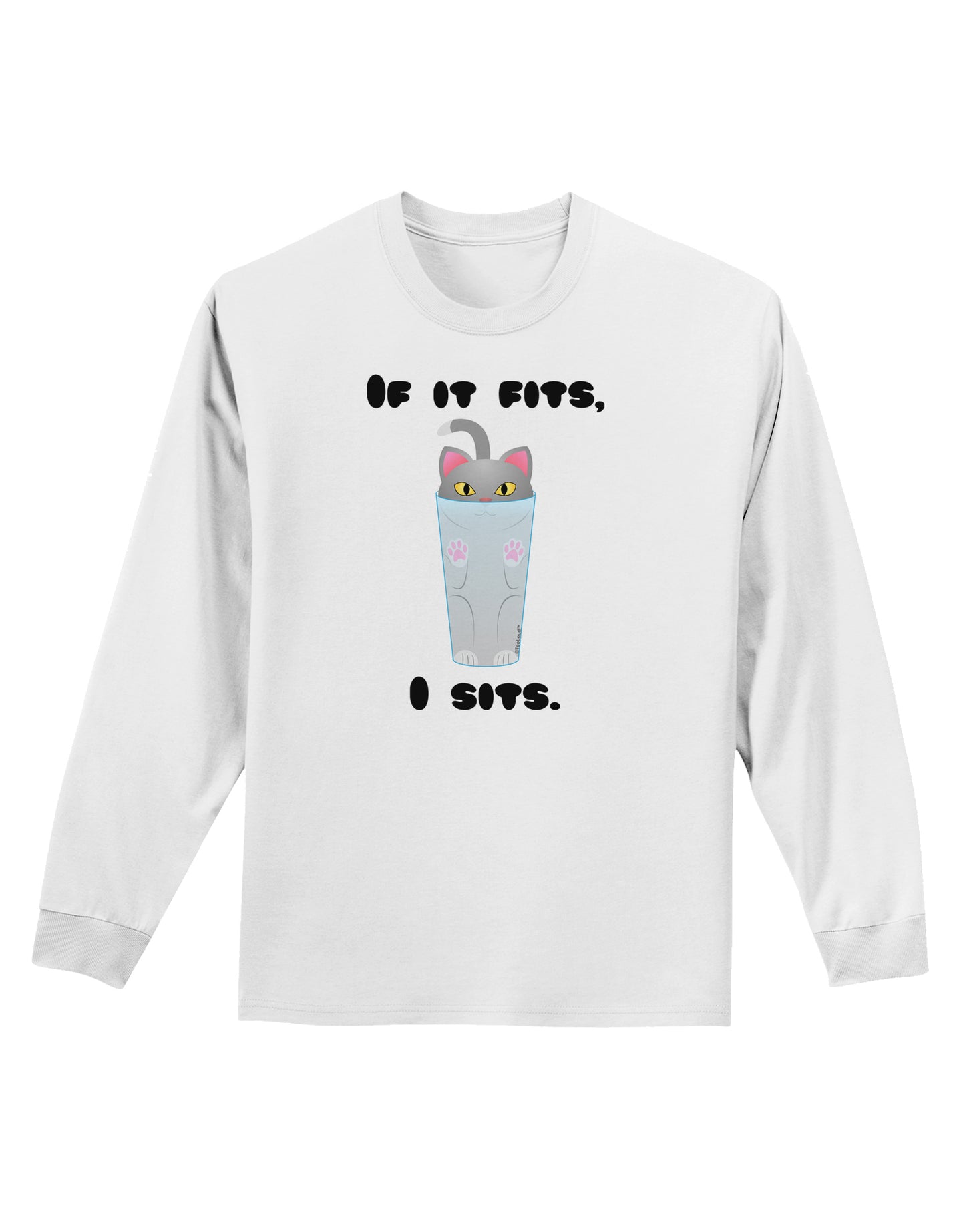 If It Fits - Cute Cat Design Adult Long Sleeve Shirt by TooLoud-Long Sleeve Shirt-TooLoud-White-Small-Davson Sales