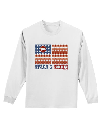 American Bacon Flag - Stars and Strips Adult Long Sleeve Shirt-Long Sleeve Shirt-TooLoud-White-Small-Davson Sales