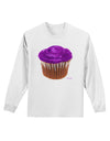 Giant Bright Purple Cupcake Adult Long Sleeve Shirt by TooLoud-Long Sleeve Shirt-TooLoud-White-Small-Davson Sales