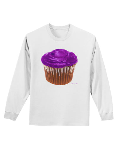 Giant Bright Purple Cupcake Adult Long Sleeve Shirt by TooLoud-Long Sleeve Shirt-TooLoud-White-Small-Davson Sales