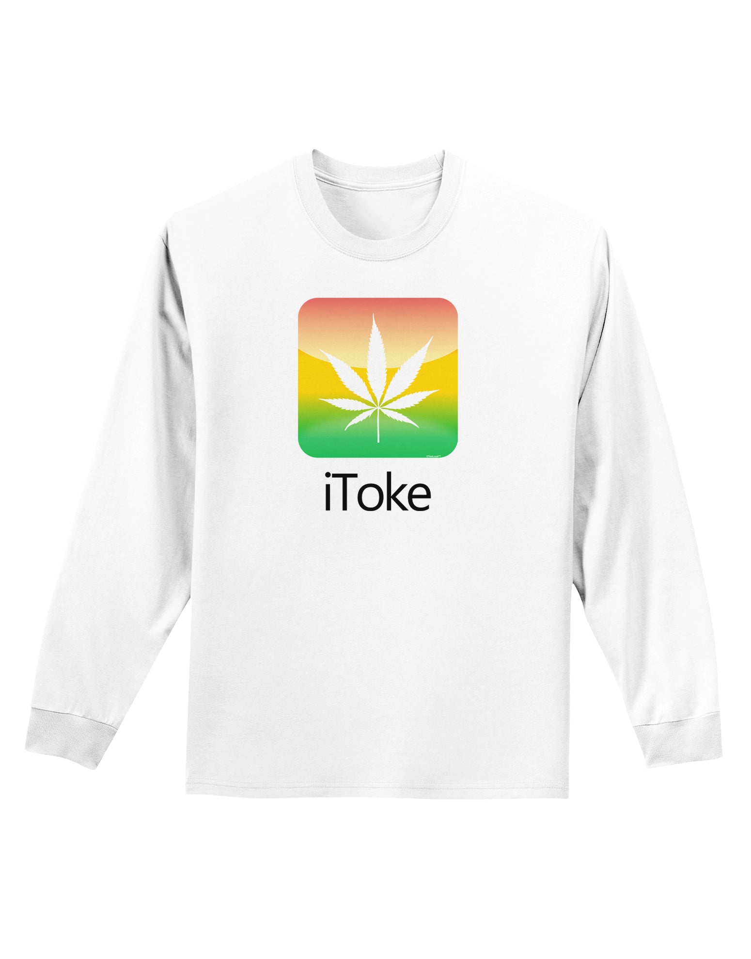 iToke Logo - Marijuana Leaf Adult Long Sleeve Shirt-Long Sleeve Shirt-TooLoud-White-Small-Davson Sales