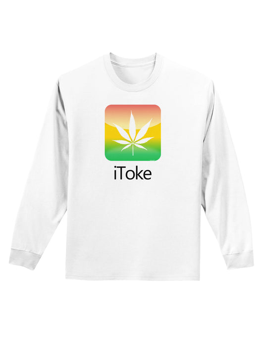 iToke Logo - Marijuana Leaf Adult Long Sleeve Shirt-Long Sleeve Shirt-TooLoud-White-Small-Davson Sales