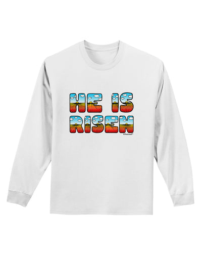 He Is Risen - Easter - Sunrise Letters Adult Long Sleeve Shirt-Long Sleeve Shirt-TooLoud-White-Small-Davson Sales