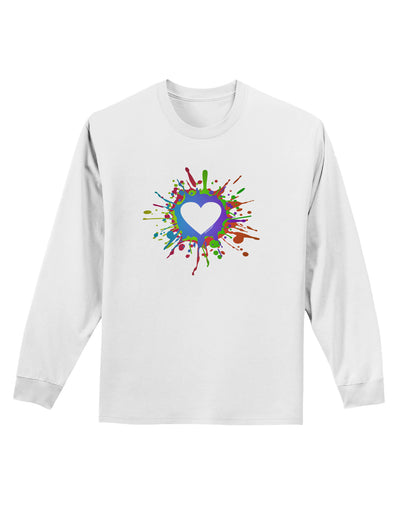 Heart Paint Splatter Adult Long Sleeve Shirt-Long Sleeve Shirt-TooLoud-White-Small-Davson Sales