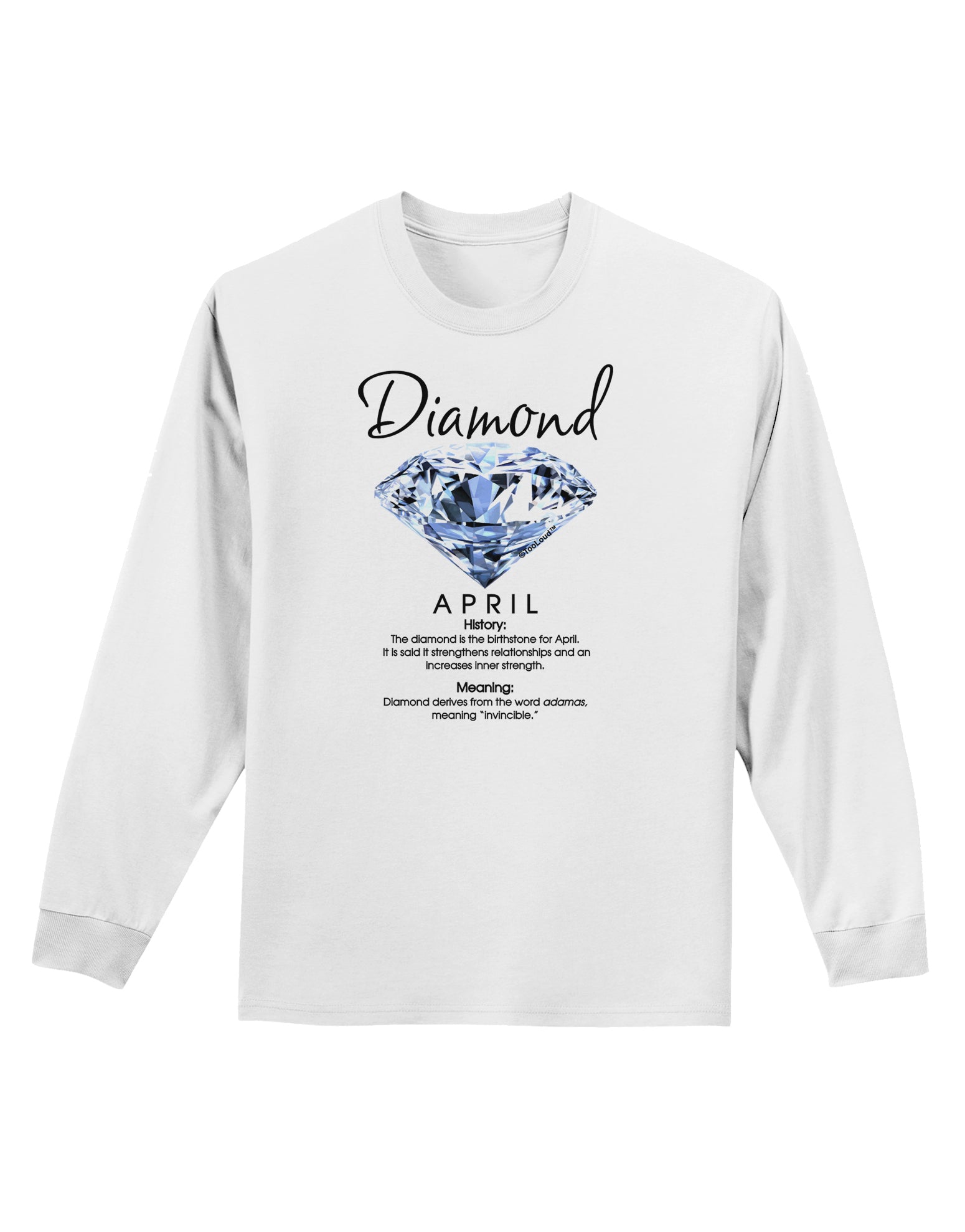 Birthstone Diamond Adult Long Sleeve Shirt-Long Sleeve Shirt-TooLoud-White-Small-Davson Sales