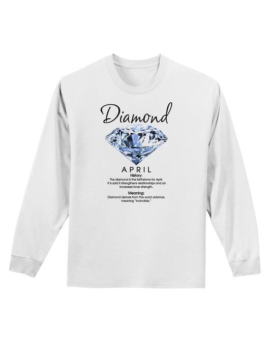 Birthstone Diamond Adult Long Sleeve Shirt-Long Sleeve Shirt-TooLoud-White-Small-Davson Sales