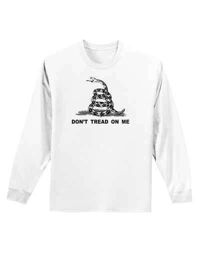 Subdued Don't Tread On Me Gadsden Flag Rattlesnake Adult Long Sleeve Shirt-Long Sleeve Shirt-TooLoud-White-Small-Davson Sales