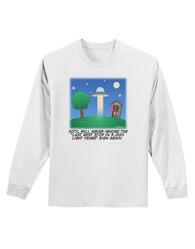 UFO Stopping At an Out-house Text Adult Long Sleeve Shirt by TooLoud-Long Sleeve Shirt-TooLoud-White-Small-Davson Sales