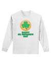 Shamrock Button - St Patrick's Day Adult Long Sleeve Shirt by TooLoud-Long Sleeve Shirt-TooLoud-White-Small-Davson Sales