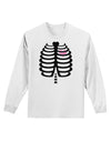 Black Skeleton Ribcage with Pink Heart Halloween Adult Long Sleeve Shirt-Long Sleeve Shirt-TooLoud-White-Small-Davson Sales