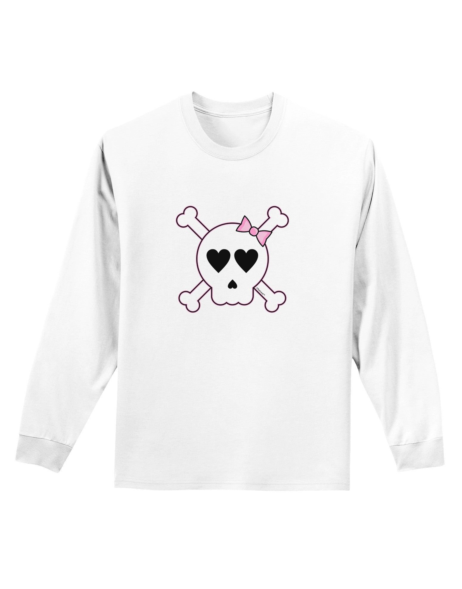 Skull and Crossbones Girl Adult Long Sleeve Shirt-Long Sleeve Shirt-TooLoud-White-Small-Davson Sales