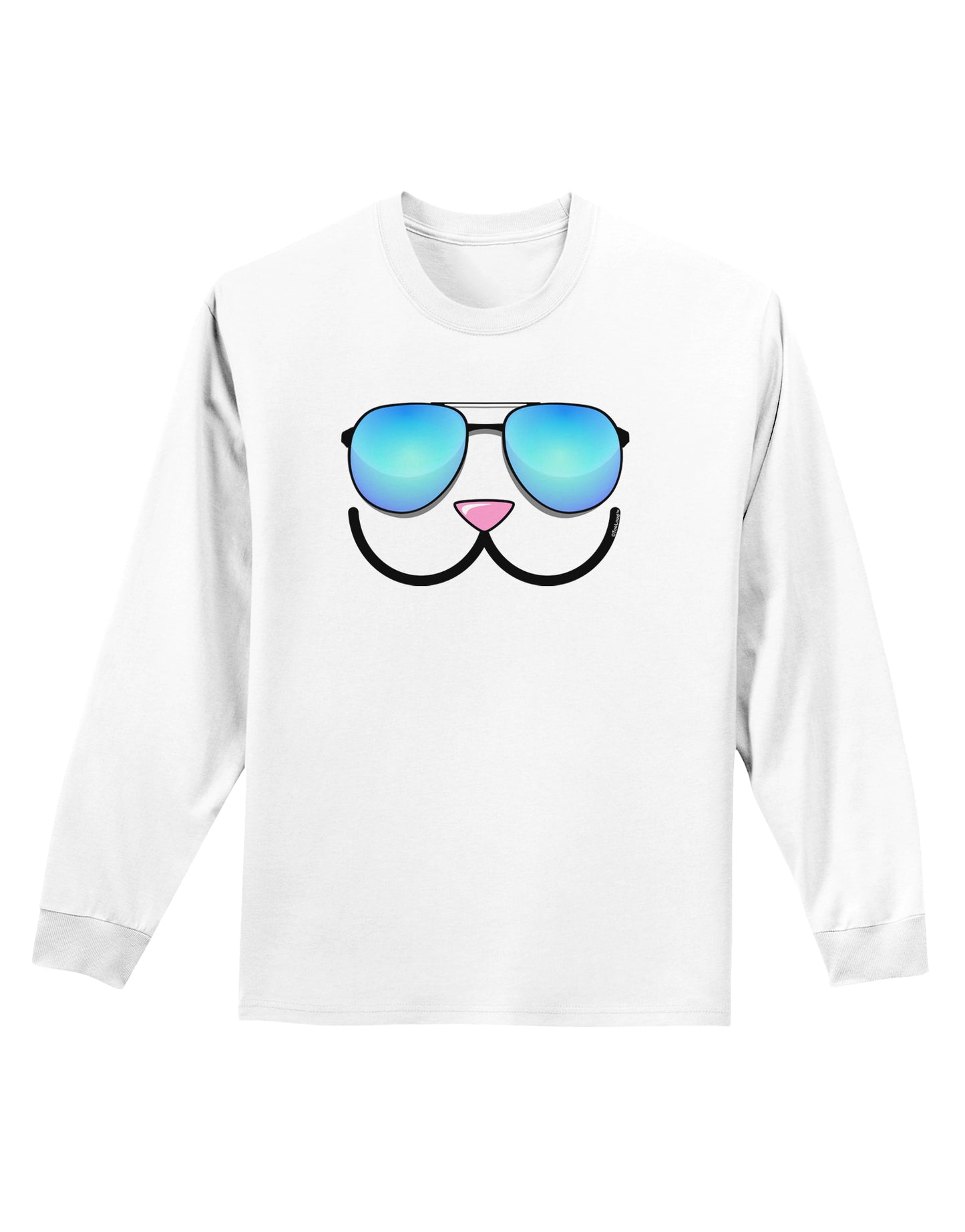 Kyu-T Face - Kawa Cool Sunglasses Adult Long Sleeve Shirt-Long Sleeve Shirt-TooLoud-White-Small-Davson Sales