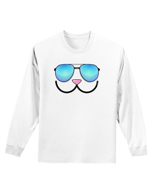 Kyu-T Face - Kawa Cool Sunglasses Adult Long Sleeve Shirt-Long Sleeve Shirt-TooLoud-White-Small-Davson Sales