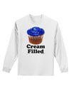 Cream Filled Blue Cupcake Design Adult Long Sleeve Shirt by TooLoud-Long Sleeve Shirt-TooLoud-White-Small-Davson Sales