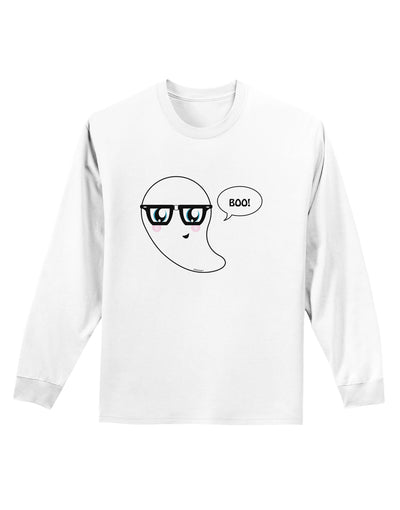 Cute Nerd Ghost Boo Halloween Adult Long Sleeve Shirt-Long Sleeve Shirt-TooLoud-White-Small-Davson Sales