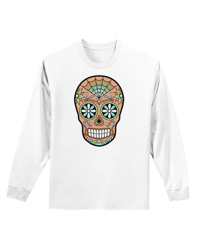 Version 6 Copper Patina Day of the Dead Calavera Adult Long Sleeve Shirt-Long Sleeve Shirt-TooLoud-White-Small-Davson Sales