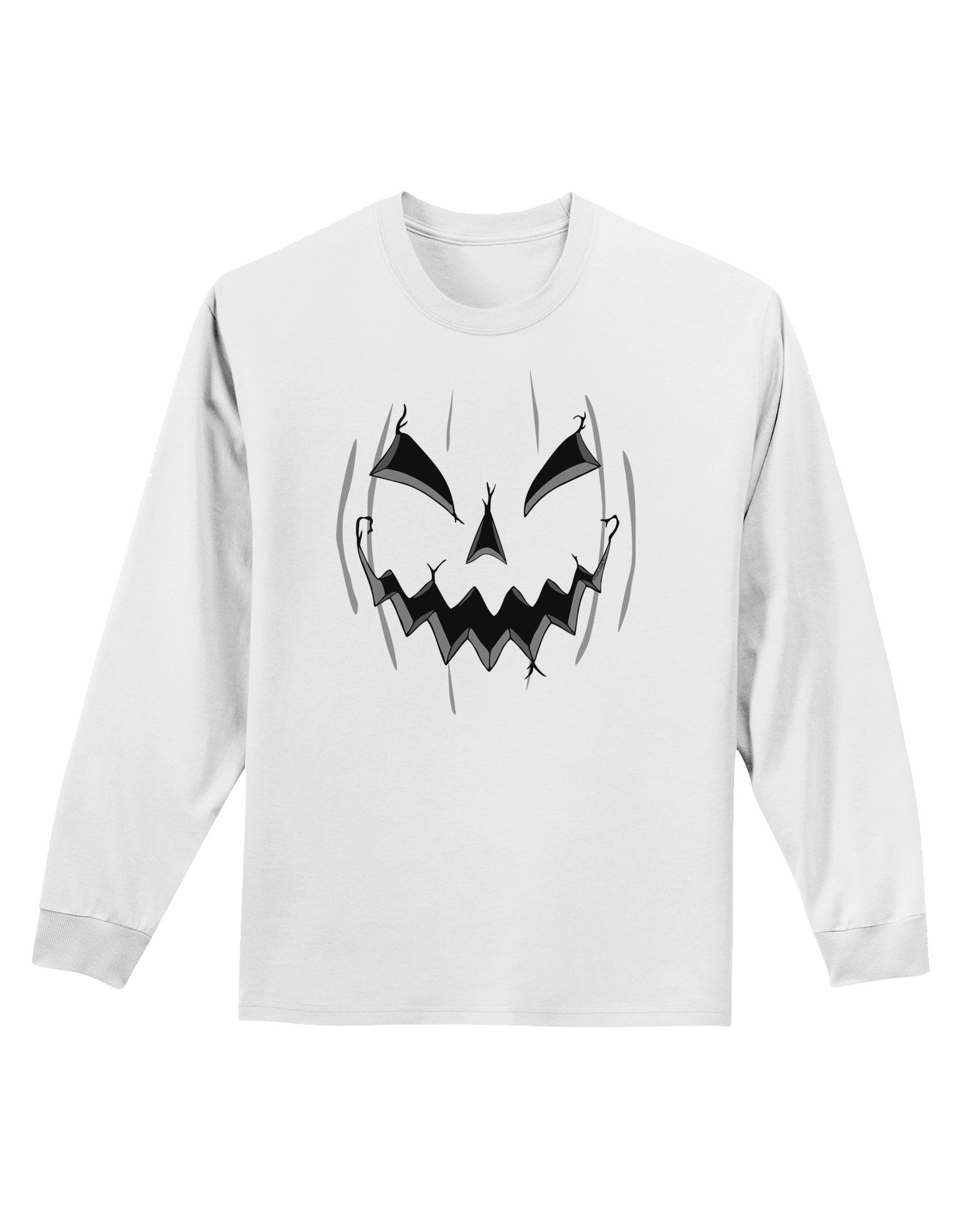 Halloween Scary Evil Jack O Lantern Pumpkin Adult Long Sleeve Shirt-Long Sleeve Shirt-TooLoud-White-Small-Davson Sales