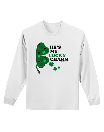 He's My Lucky Charm - Right Adult Long Sleeve Shirt-Long Sleeve Shirt-TooLoud-White-Small-Davson Sales