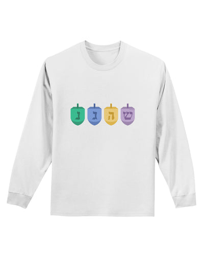 Hanukkah Dreidels Adult Long Sleeve Shirt-Long Sleeve Shirt-TooLoud-White-Small-Davson Sales