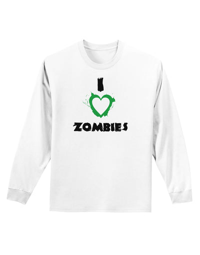 I Heart Zombies - Bloody Heart Green Adult Long Sleeve Shirt-Long Sleeve Shirt-TooLoud-White-Small-Davson Sales