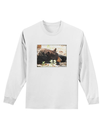 Laying Black Bear Adult Long Sleeve Shirt-Long Sleeve Shirt-TooLoud-White-Small-Davson Sales