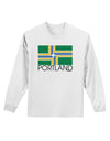 Portland Oregon Flag Text Adult Long Sleeve Shirt-Long Sleeve Shirt-TooLoud-White-Small-Davson Sales