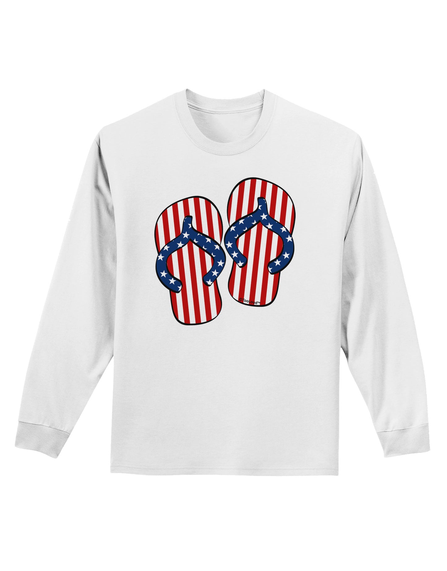 Stars and Stripes Flip Flops Adult Long Sleeve Shirt-Long Sleeve Shirt-TooLoud-White-Small-Davson Sales