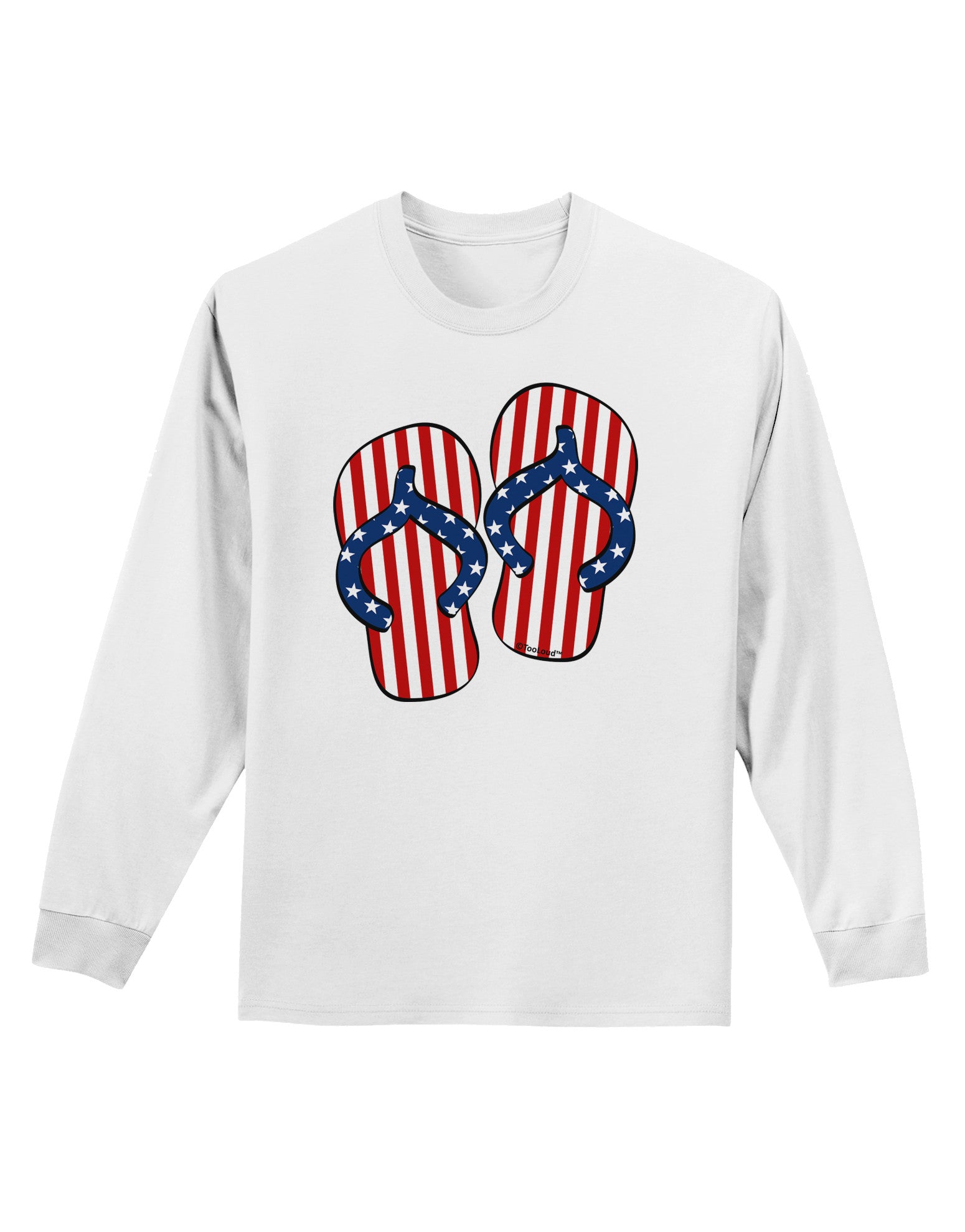 Stars and Stripes Flip Flops Adult Long Sleeve Shirt-Long Sleeve Shirt-TooLoud-White-Small-Davson Sales