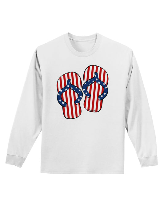 Stars and Stripes Flip Flops Adult Long Sleeve Shirt-Long Sleeve Shirt-TooLoud-White-Small-Davson Sales