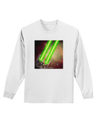 Laser Eyes Cat in Space Design Adult Long Sleeve Shirt by TooLoud-Long Sleeve Shirt-TooLoud-White-Small-Davson Sales