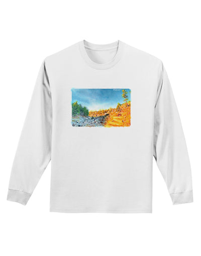 Castlewood Canyon Watercolor Adult Long Sleeve Shirt-Long Sleeve Shirt-TooLoud-White-Small-Davson Sales