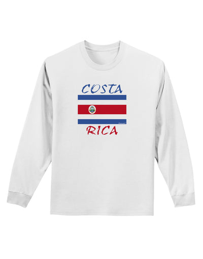 Costa Rica Flag Adult Long Sleeve Shirt-Long Sleeve Shirt-TooLoud-White-Small-Davson Sales