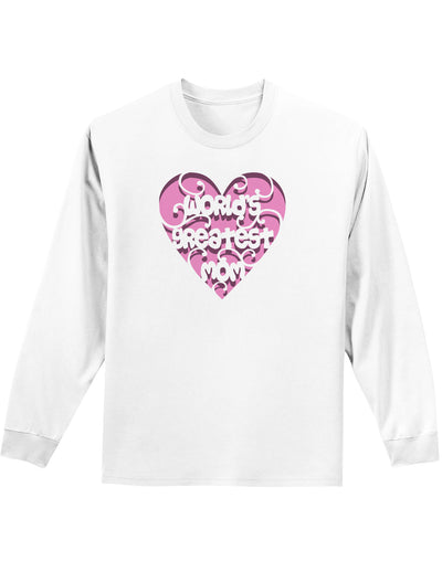 World's Greatest Mom Heart Adult Long Sleeve Shirt-Long Sleeve Shirt-TooLoud-White-Small-Davson Sales