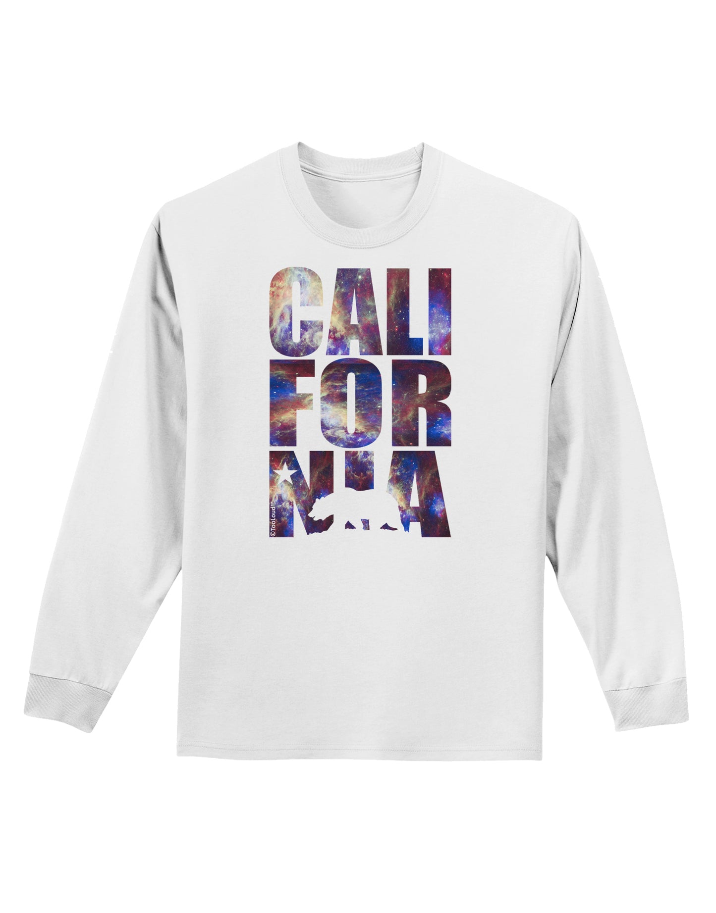 California Republic Design - Space Nebula Print Adult Long Sleeve Shirt by TooLoud-Long Sleeve Shirt-TooLoud-White-Small-Davson Sales